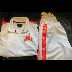 Mens white air Jordan matching track suit
